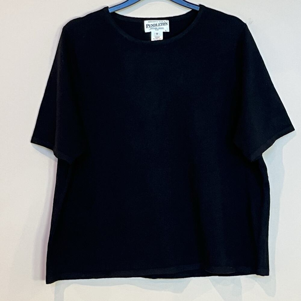 Pendleton Lightweight Merino Wool/Cashmere Short Sleeve Sweater Black Size 1X